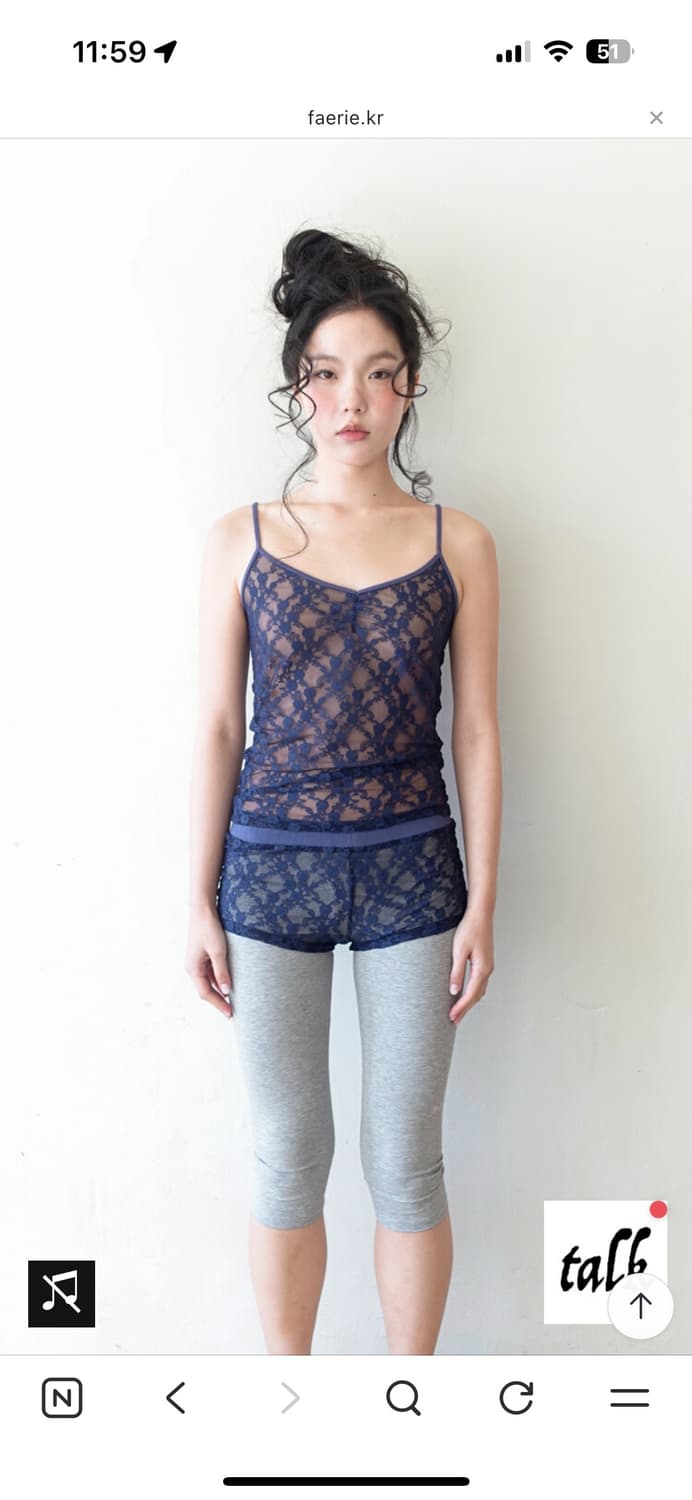 (새상품) 샵페어리 레이스 슬리브리스 네이비 상품이미지1