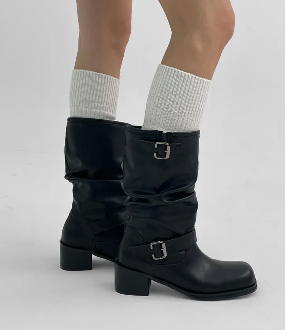 [블랙업] 메이터 버클 셔링 미들부츠 | size 230 상품이미지1