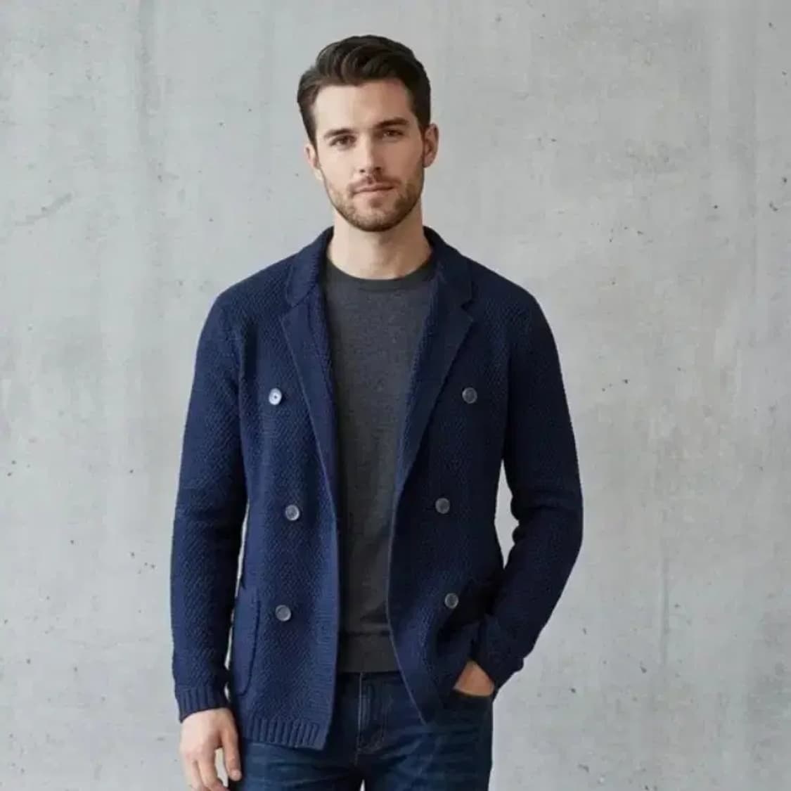 띠어리 더블 버튼 니트 자켓 네이비 36 상품이미지1