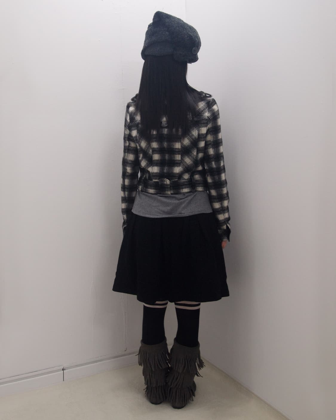 Check belted mini rider wool jacket 상품이미지3