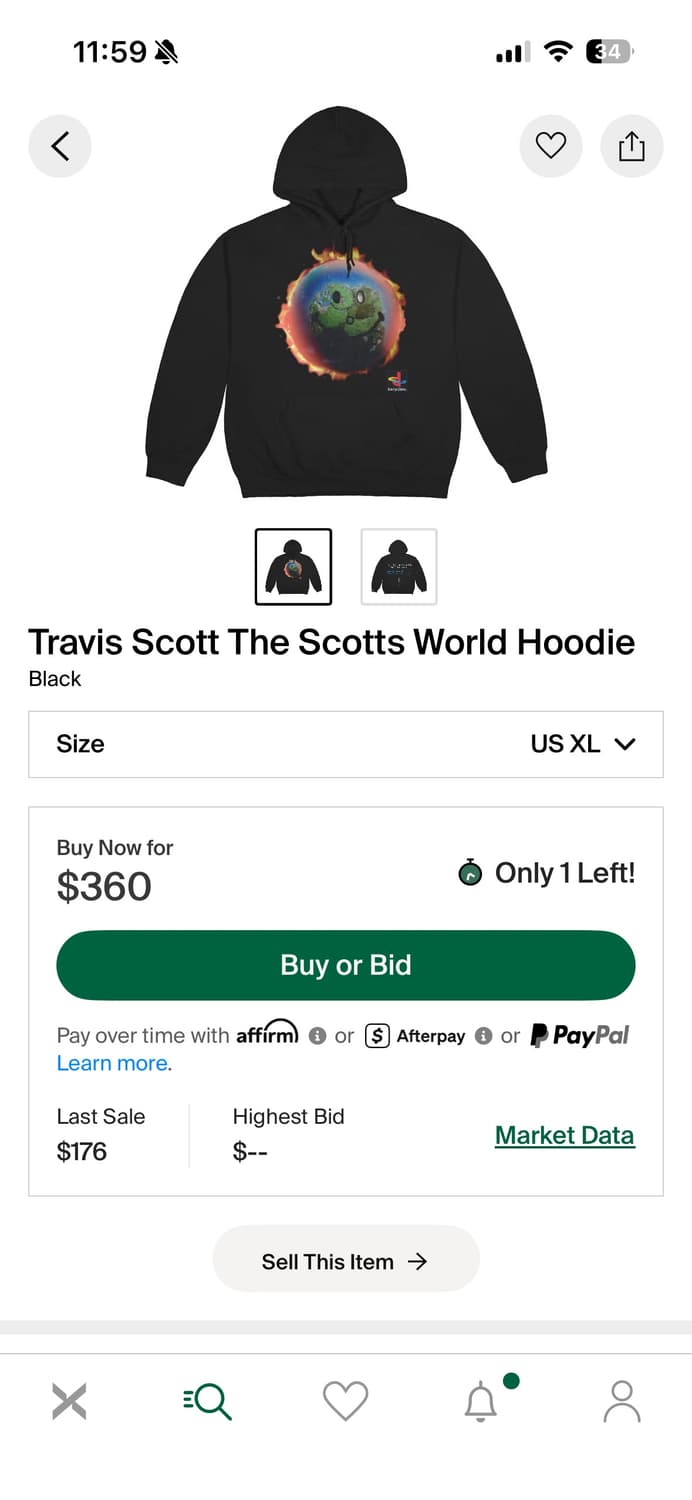 트레비스 스캇 X 포트나이트 월드 후디 XL 상품이미지6