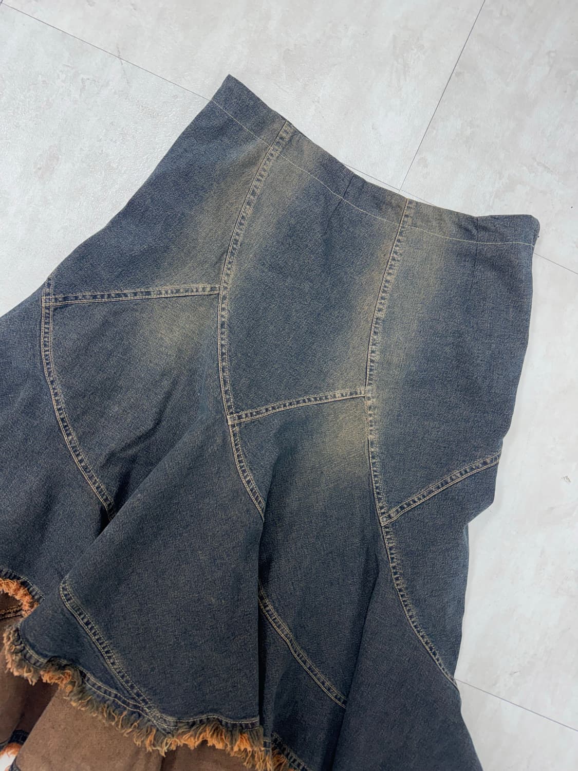 •Japanese vintage 플레어 컷팅 데님 치마  상품이미지2