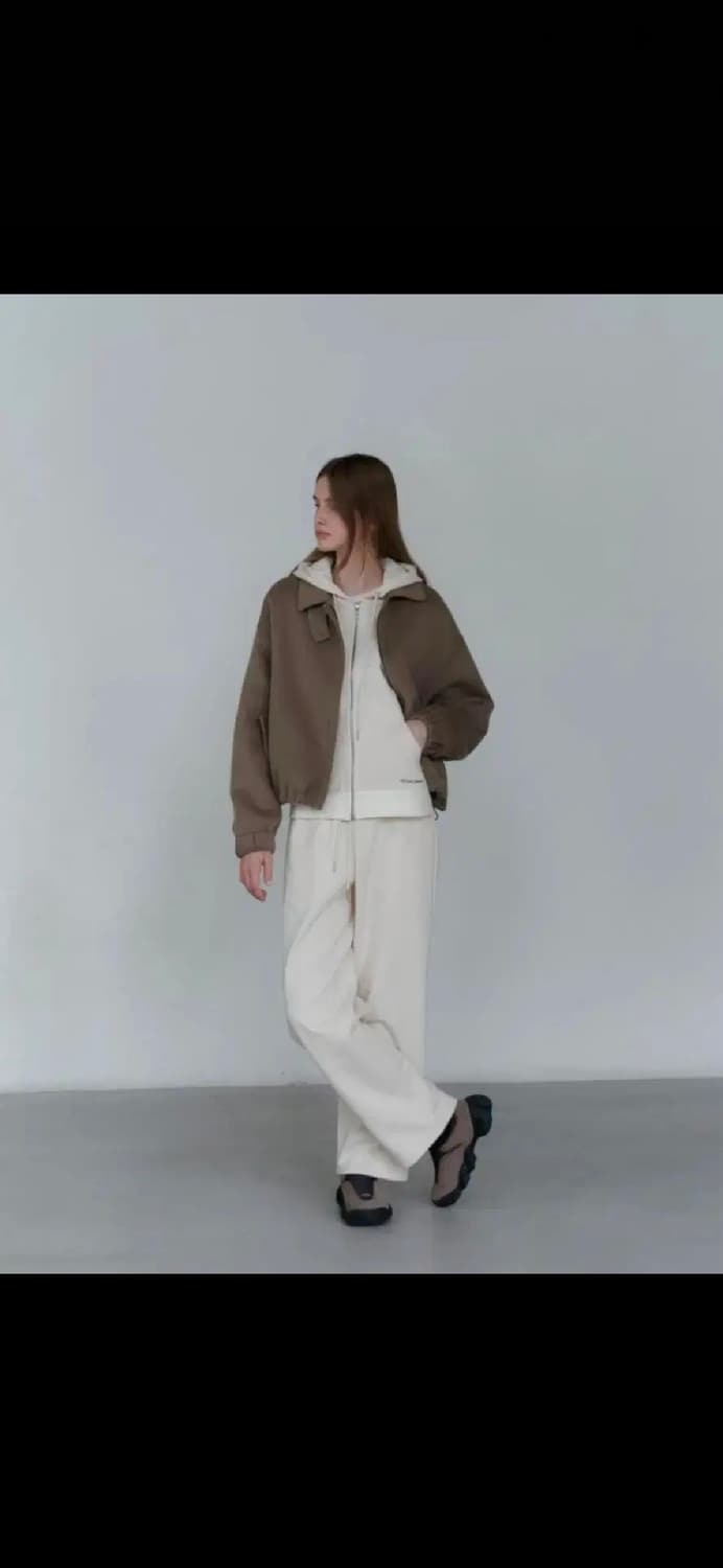 유라고 울 캐시미어 핸드메이드 블루종 자켓 숏코트 점퍼 브라운 FREE 상품이미지1