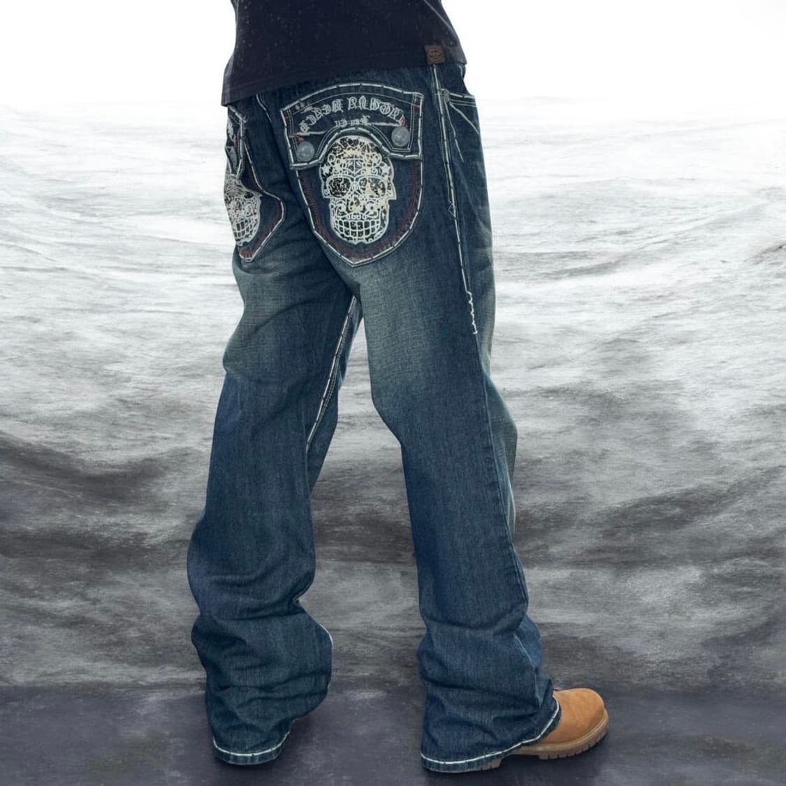 라구나비치 스컬 고딕 스티치 플레어 부츠컷 데님 팬츠 상품이미지1