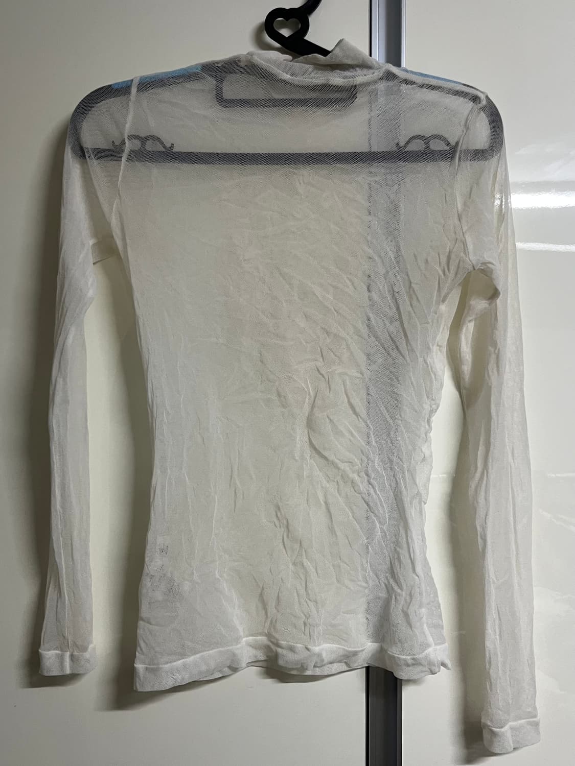 아이보리 자수프린팅 시스루 탑 상품이미지2