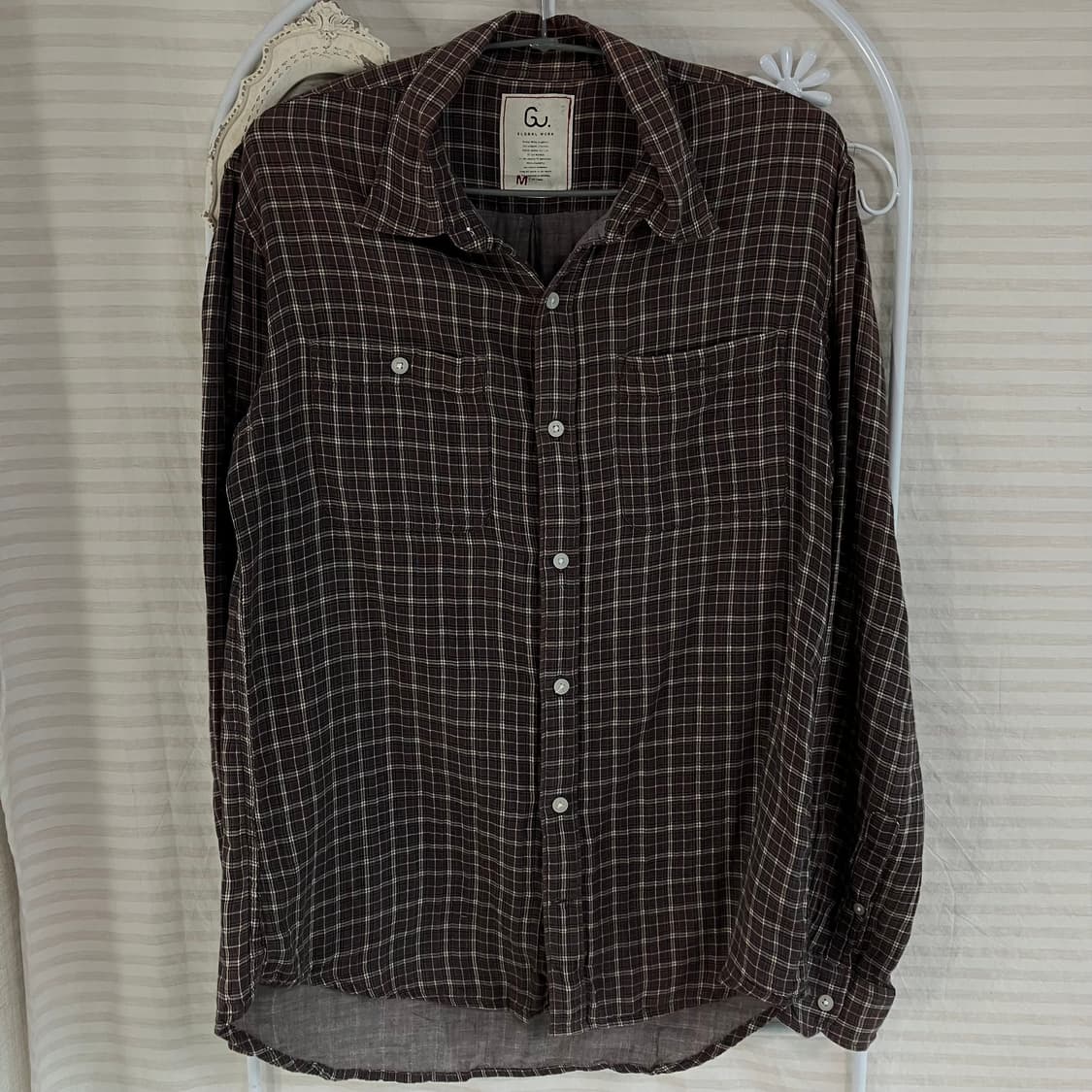 빈티지 초코 브라운 체크 셔츠 818 y2k 스트릿 모리 갸루 일본빈티지 상품이미지1