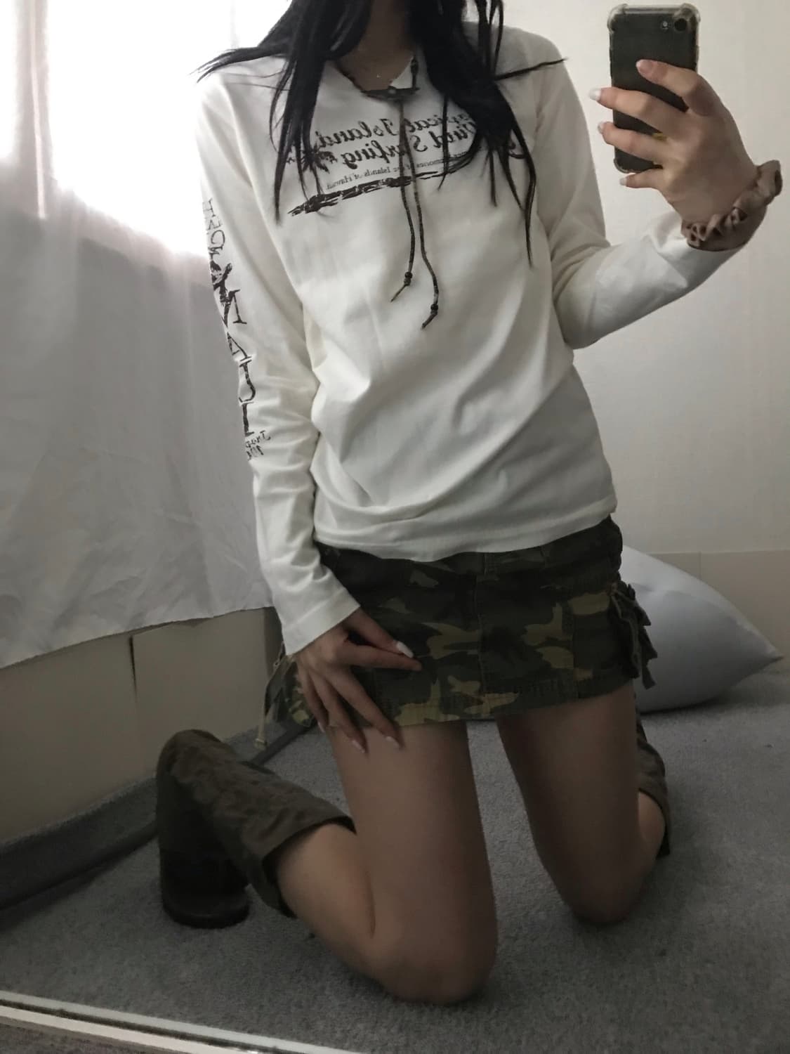 일본빈티지 레터링 화이트 롱슬리브 상품이미지1