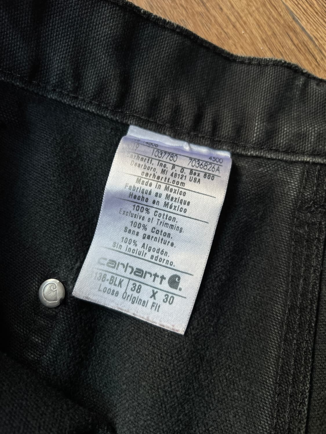 [38]칼하트 USA 빈티지 페이딩 블랙 더블니 워크팬츠 상품이미지6