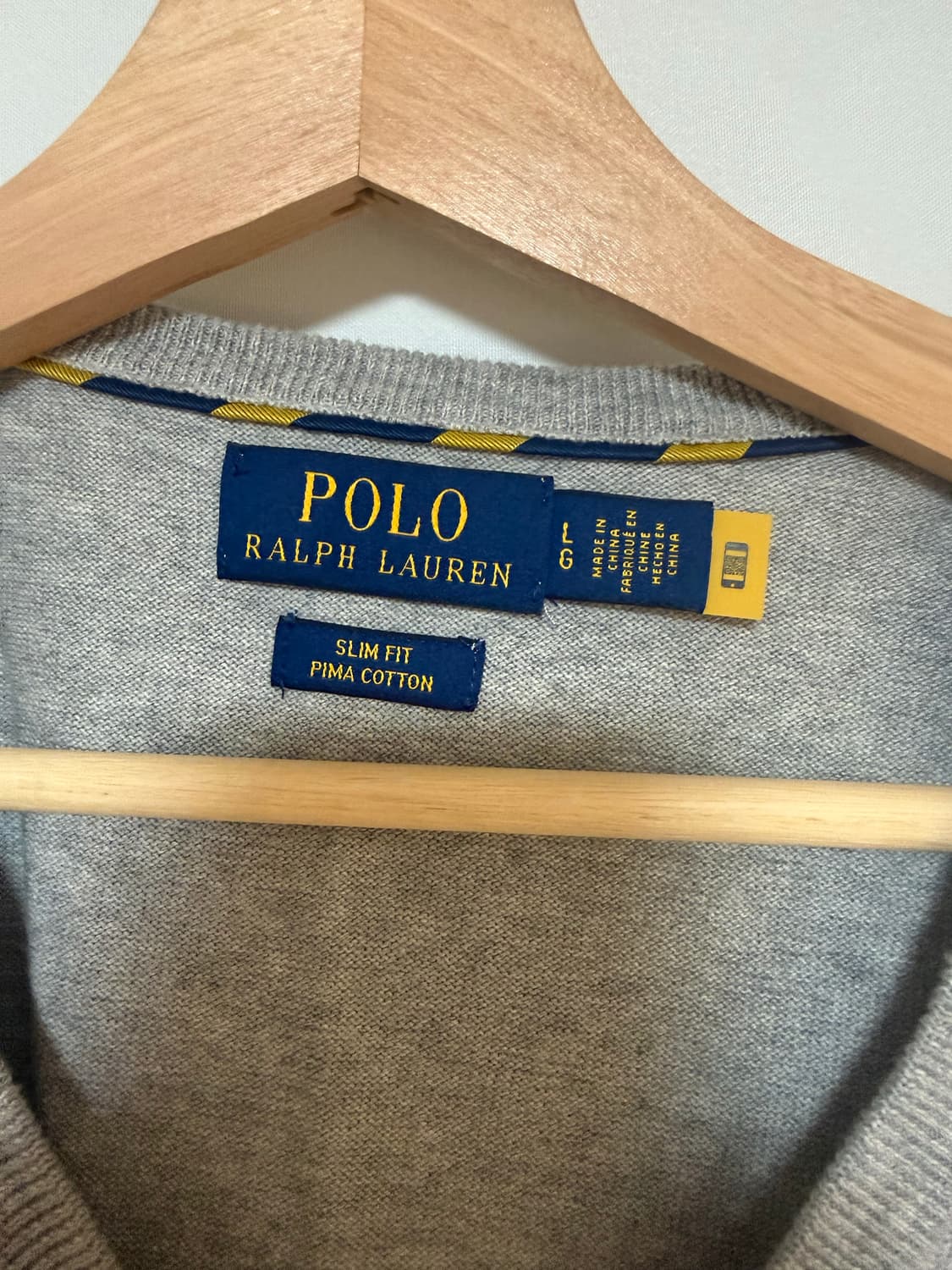 [L] 폴로 랄프로렌 피마 코튼 브이넥 니트 그레이 상품이미지5