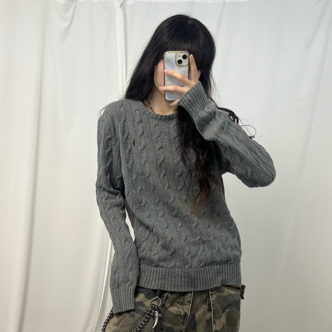 Polo Ralph Lauren grey cable knit 상품이미지2
