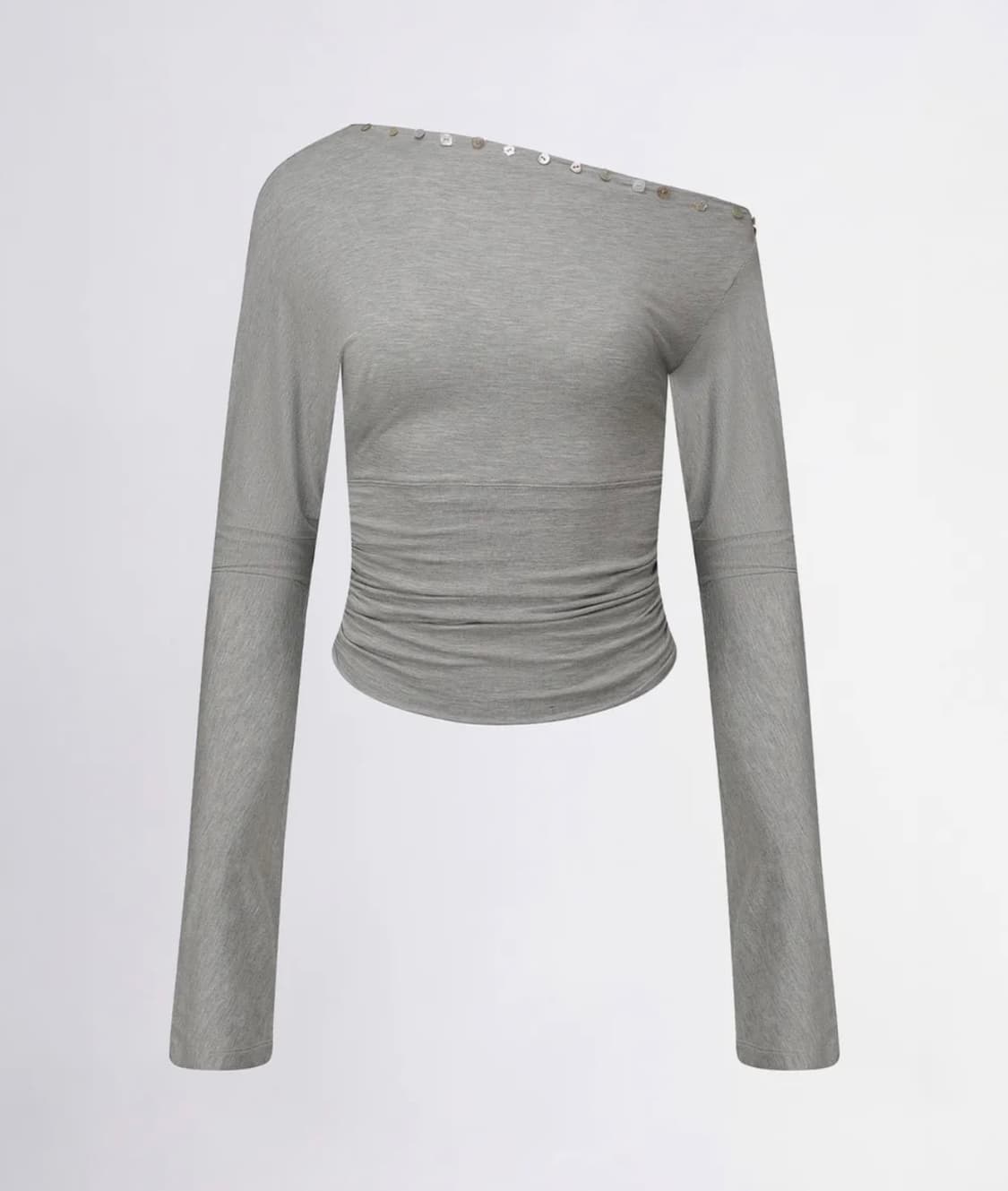 Shell Button Sleeve Top Melange Gray 상품이미지1