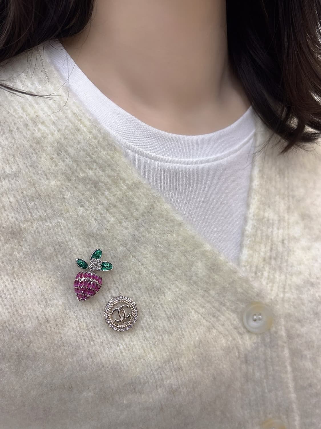 샤넬 정품 업사이클링 cc 큐빅 미니브로치 상품이미지6