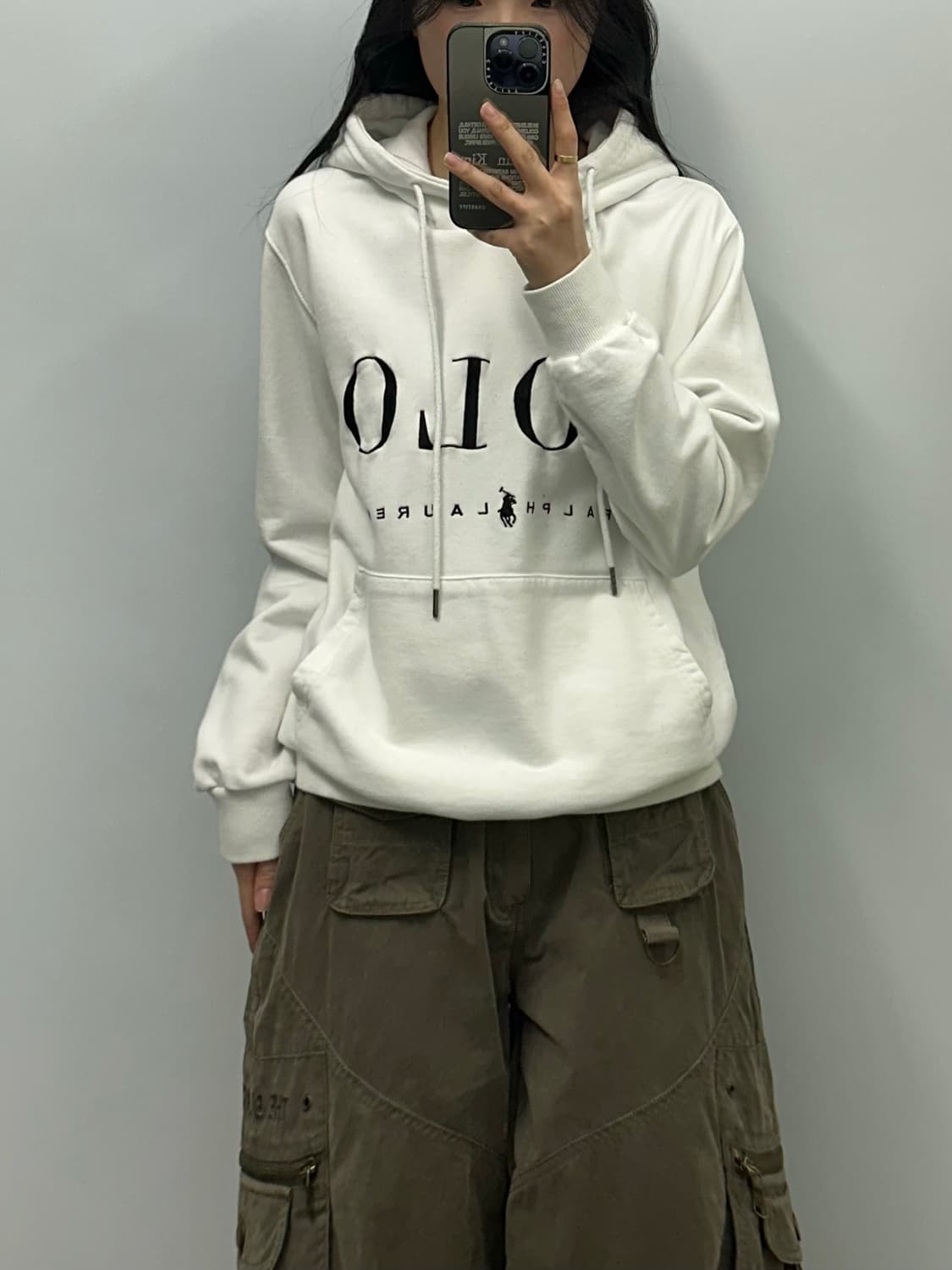 폴로 랄프로렌 신형 스펠아웃 화이트 후드티 상품이미지1