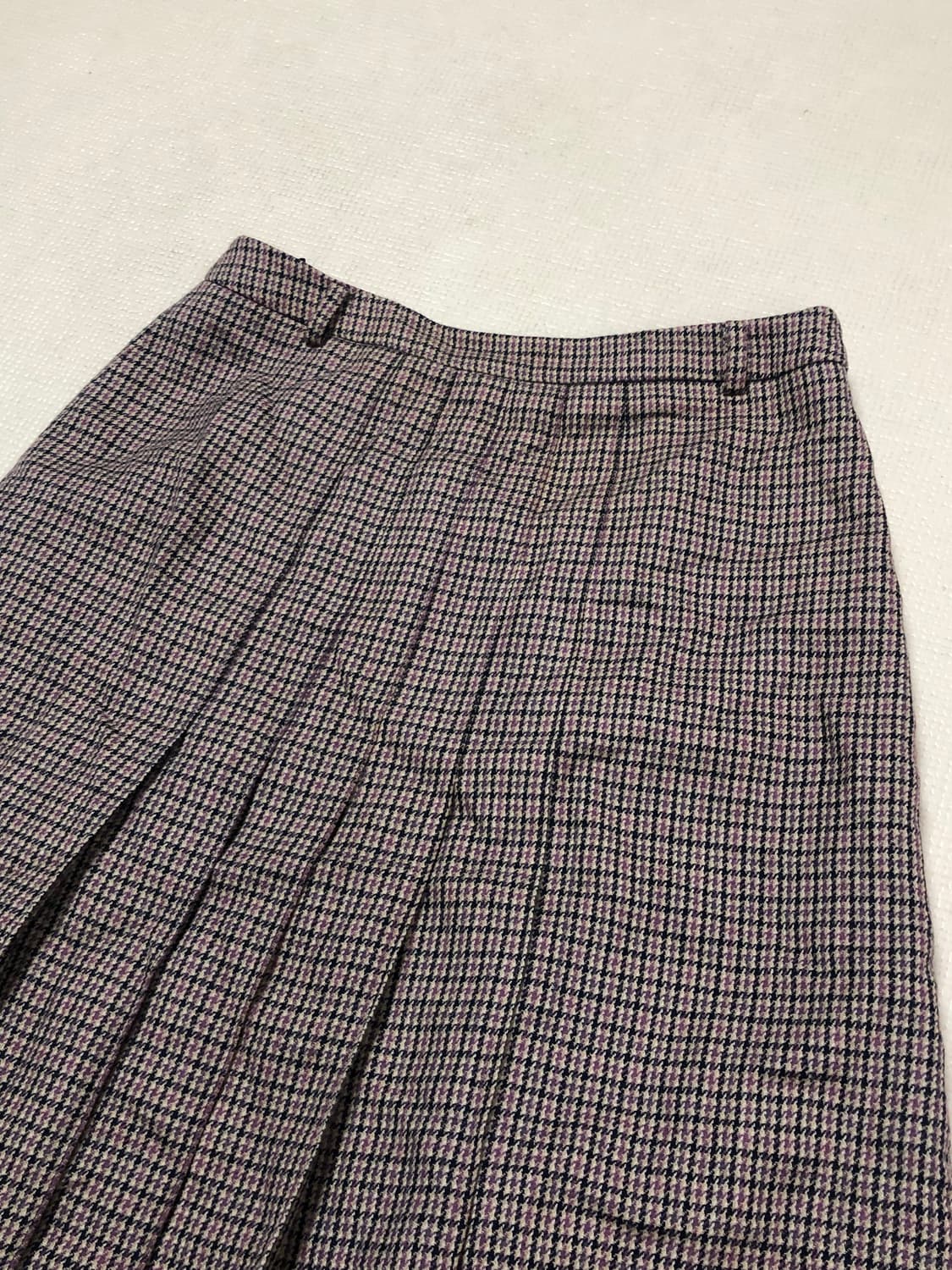 빈티지 브라운 핑크 체크 울 스커트 상품이미지9