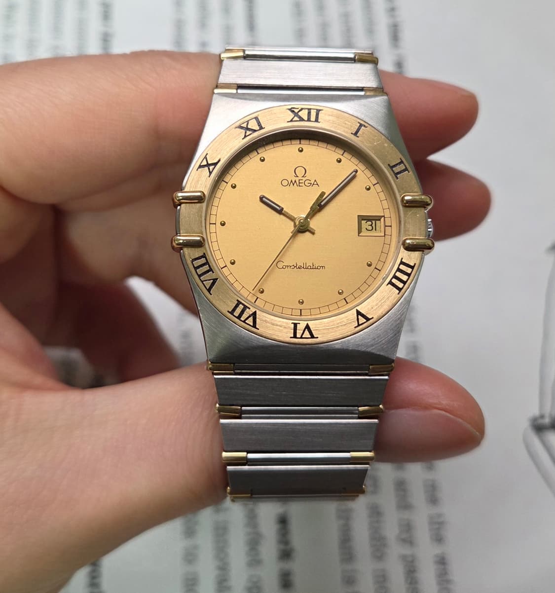 빈티지 오메가 컨스틸레이션 샴골판 골드콤비 하프바 쿼츠 남성용  상품이미지2