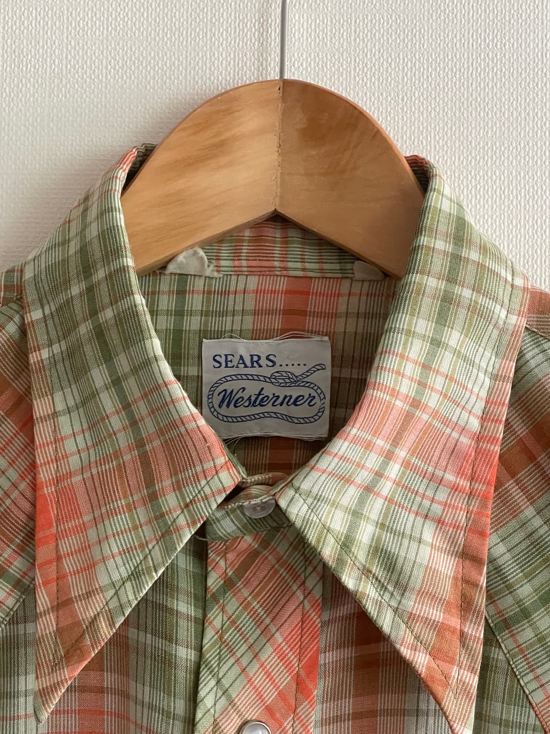 60s Sears Westerner Plaid half Shirt 상품이미지3