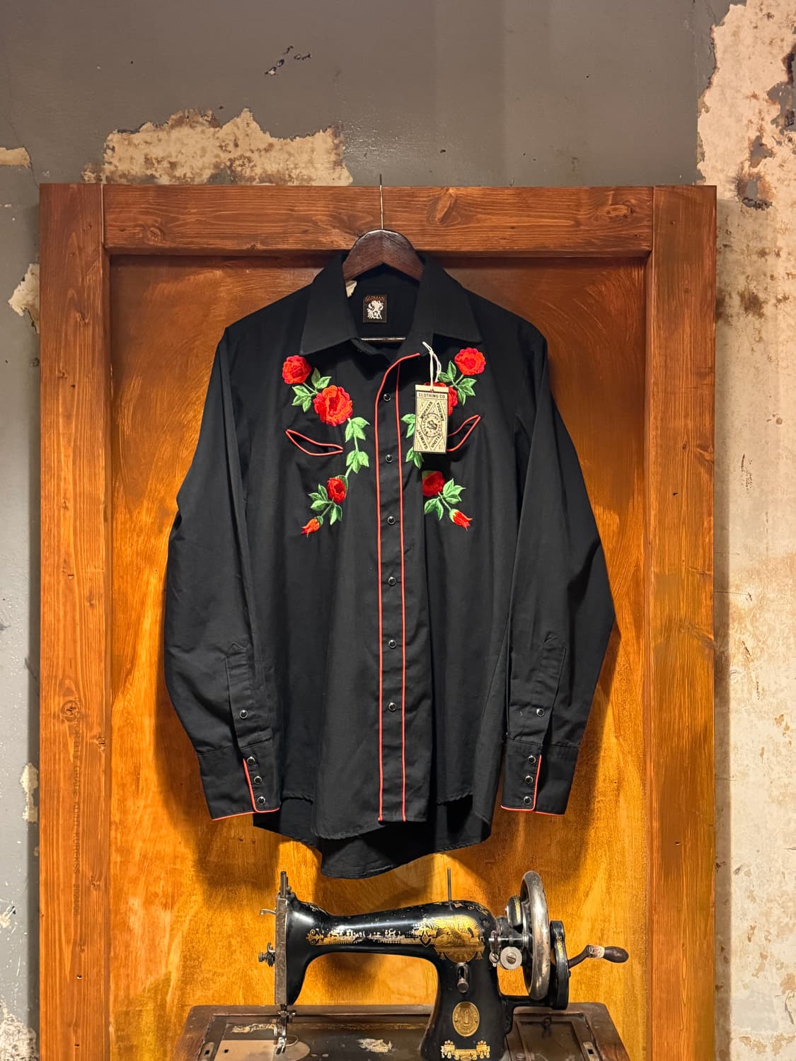 70s KARMAN 장미 자수 웨스턴 셔츠 (XL) 상품이미지1