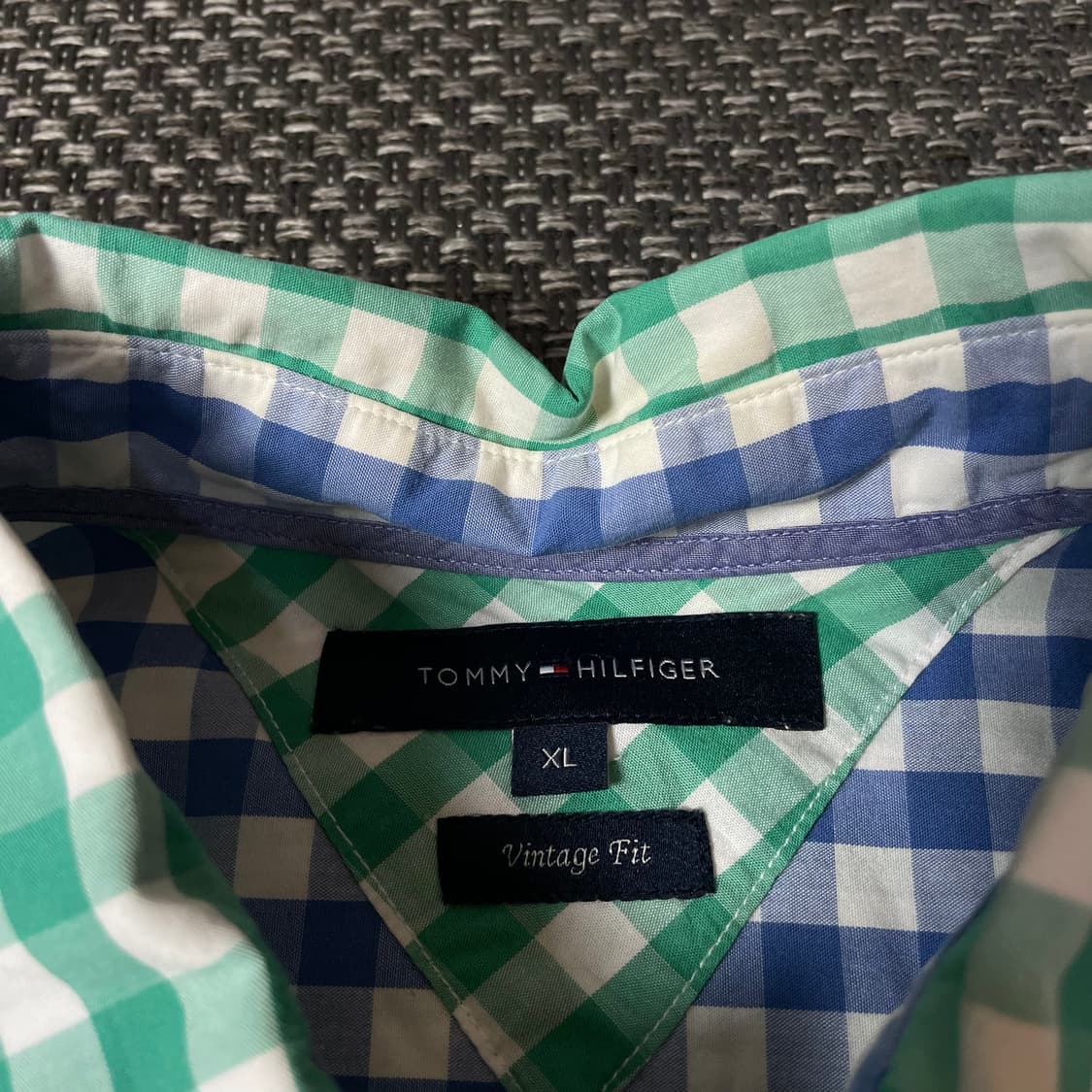  타미힐피거 미니자수 그린 체크 패턴 긴팔 셔츠 빈티지핏 XL 상품이미지4