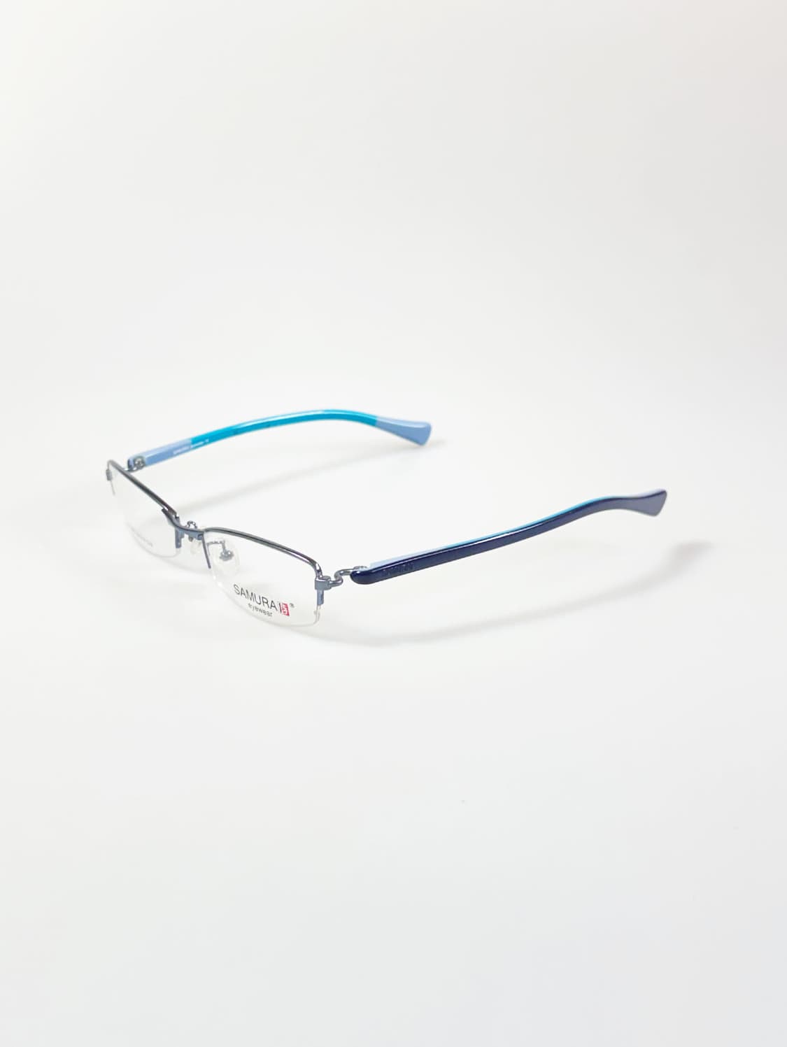 SAMURAI EYEWEAR 블루 반무테 스퀘어 메탈 빈티지 안경 상품이미지3