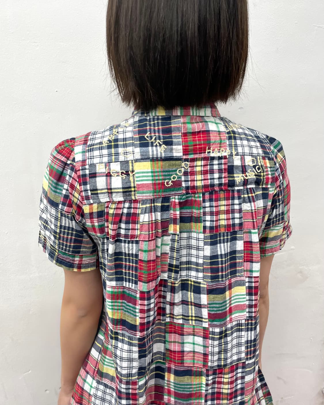  Patchwork Check Shoulder Dress 상품이미지5