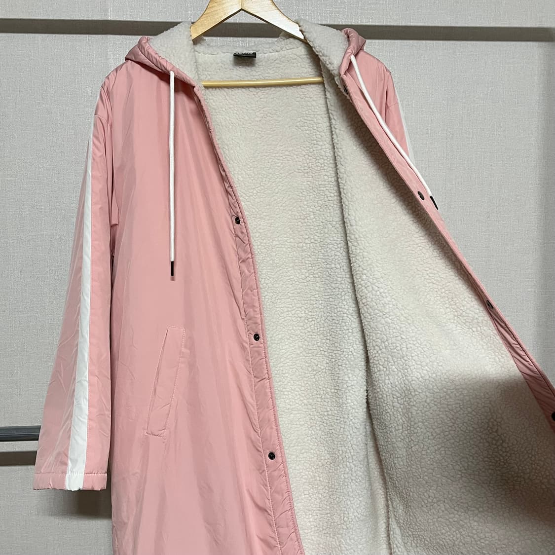 FCMM 핑크색 후리스 롱 패딩 코트 L 상품이미지8