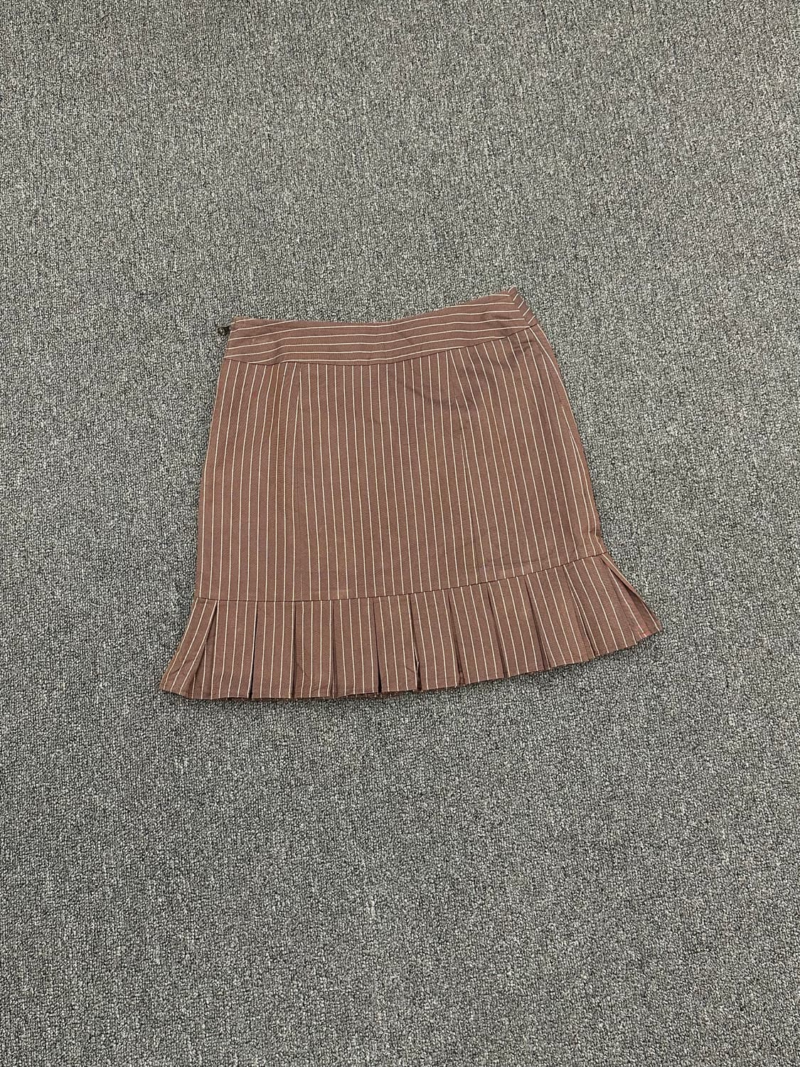 2)Japanese vintage 브라운 스트라이프 플리츠 미니스커트 상품이미지5
