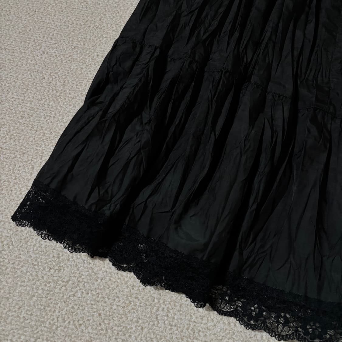 일본빈티지 블랙 셔링 치마 스커트 상품이미지2