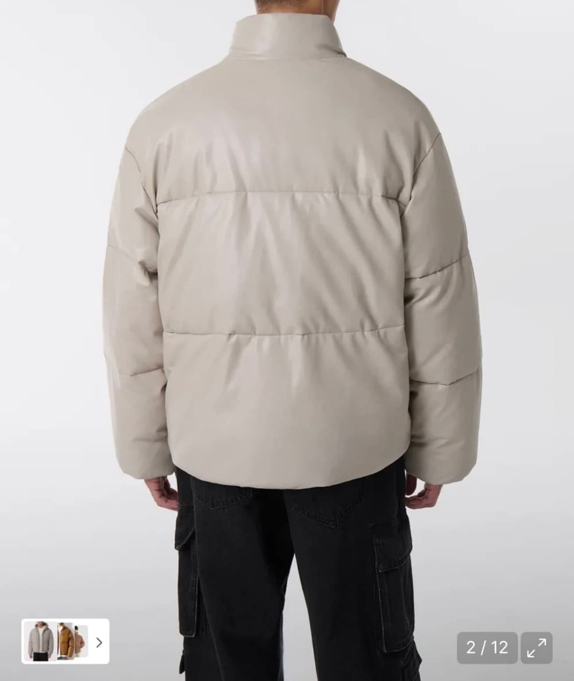 [2XL/1회착] 무탠다드 신세틱 레더 푸퍼 숏 패딩 재킷 [라이트 베이 상품이미지4