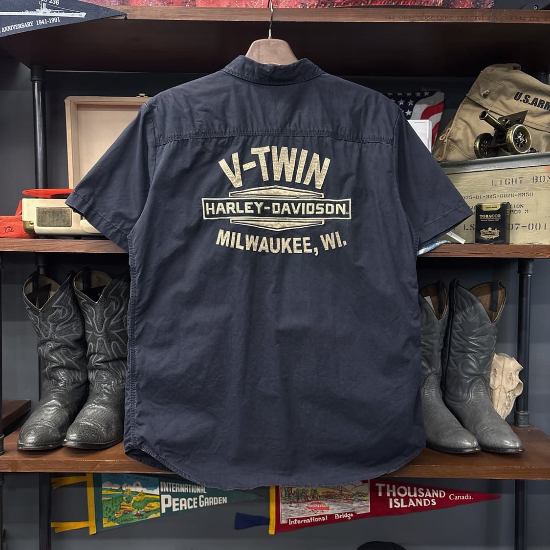 할리데이비슨 V-TWIN 체인스티치 코튼워싱 워크셔츠 N1067 상품이미지2