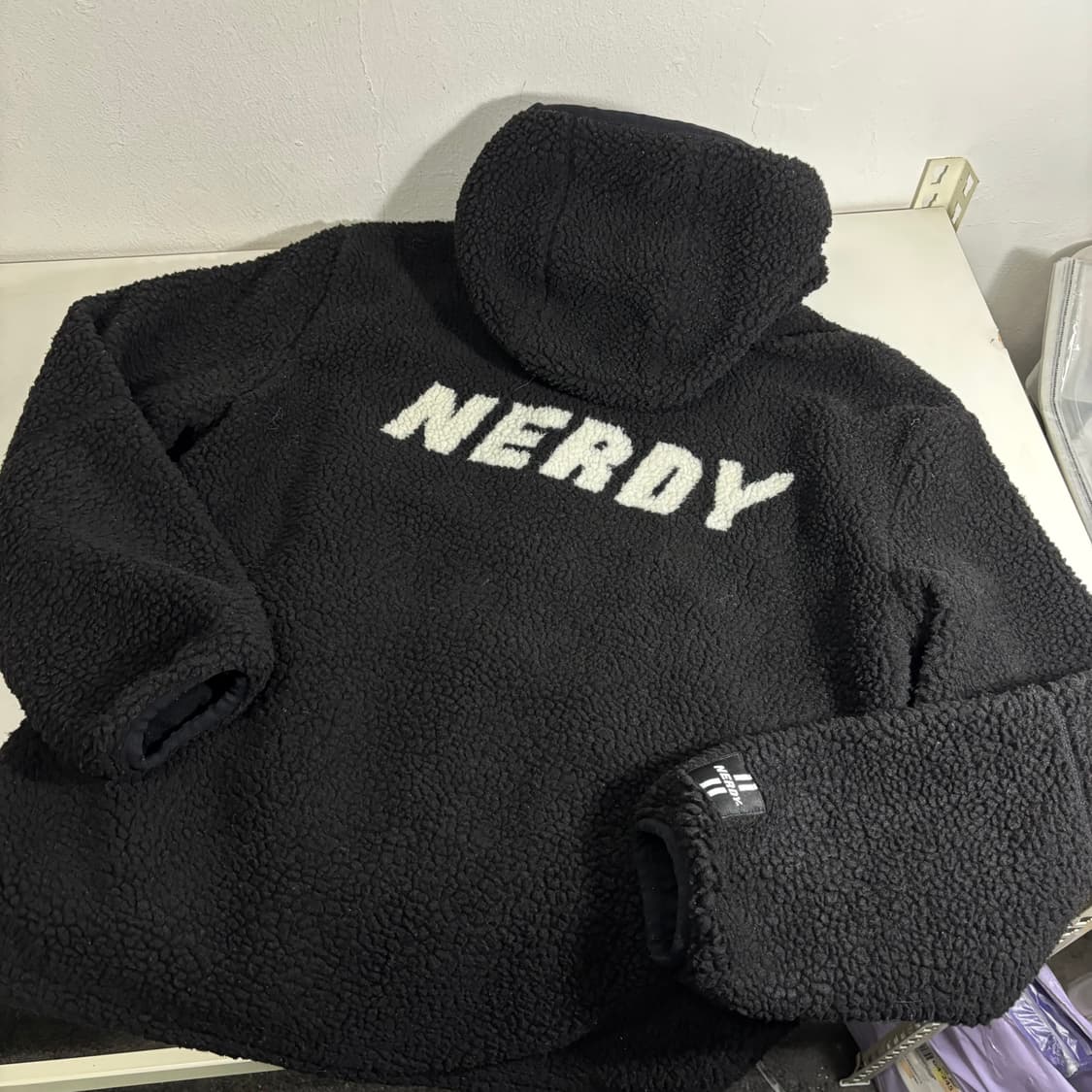 M 100 널디 블랙 오버핏 후드 플리스점퍼 상품이미지1