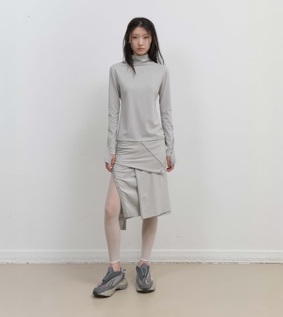 오호스 mock neck tee mint grey 상품이미지3