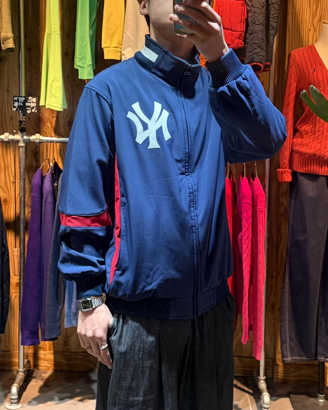 L 에슬레틱 NY 뉴욕양키스 배색 나일론 바시티 상품이미지1