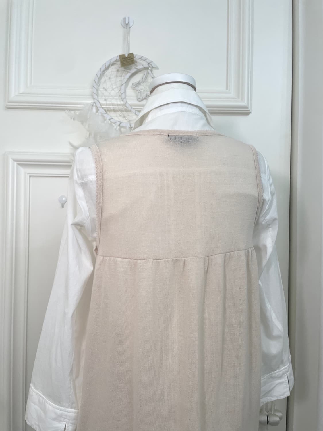 coral beige knit crochet vest cardigan&w 상품이미지4