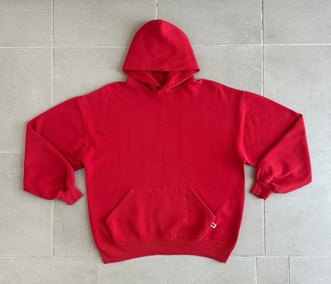 90s 빈티지 러셀 후드 레드 XL USA 상품이미지1