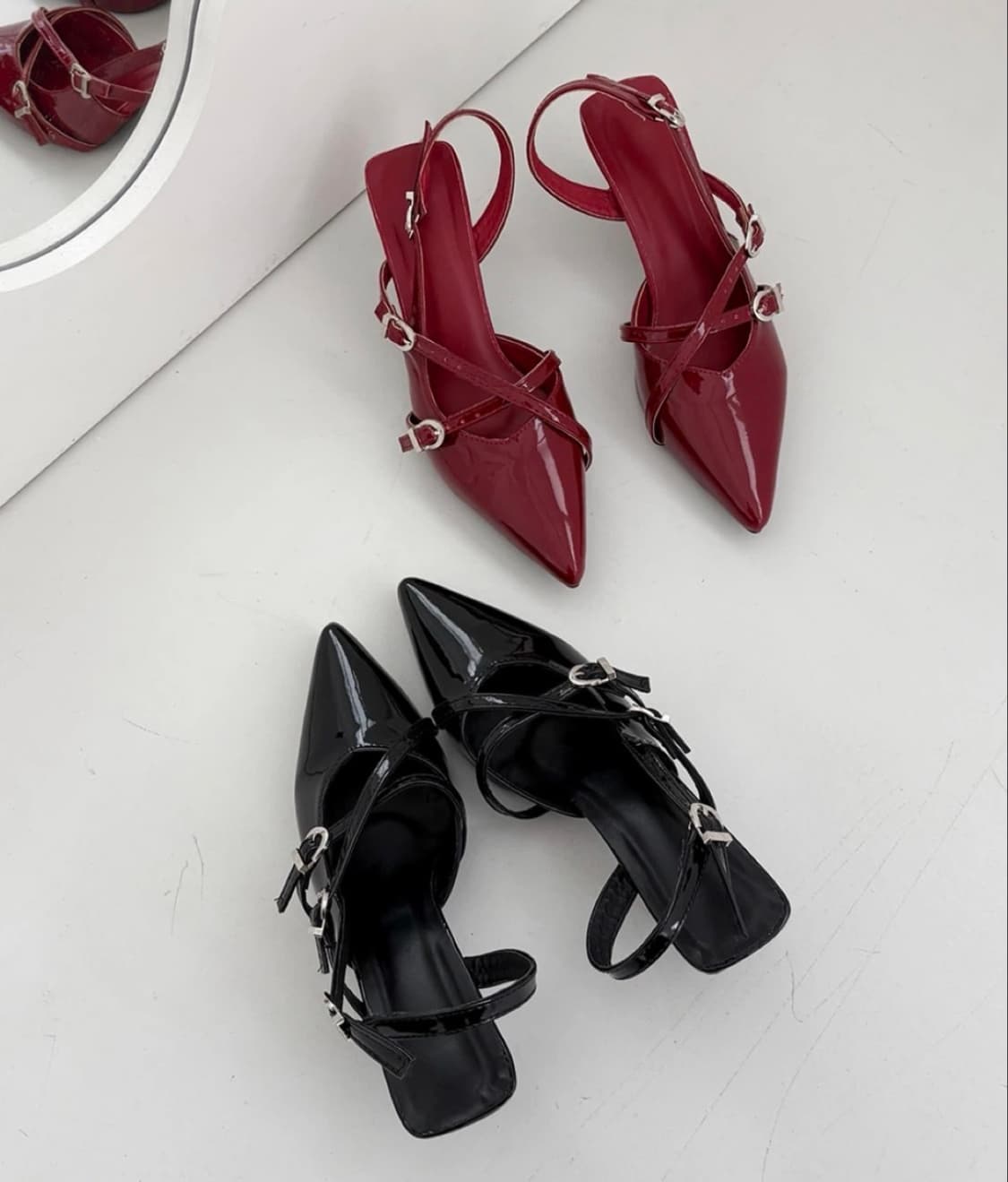 로라 버클 스트랩 플랫 스틸레토 힐 6.5cm (235) 상품이미지3