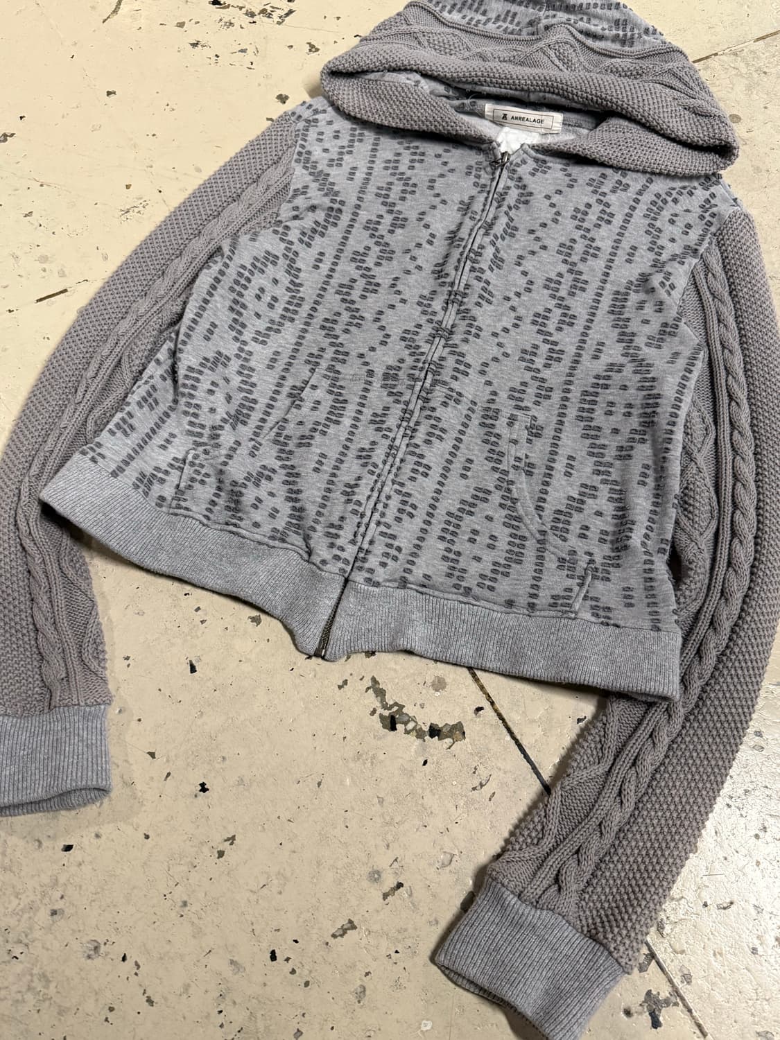 Anrealage mix knit jacquard hood zip-up 상품이미지7