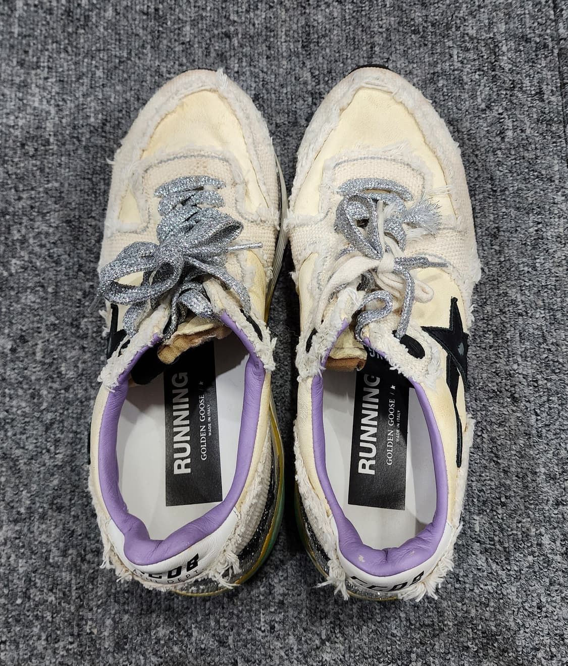 골든구스 러닝 솔 디스트레스드 레더 캔버스 스니커즈 38 상품이미지5