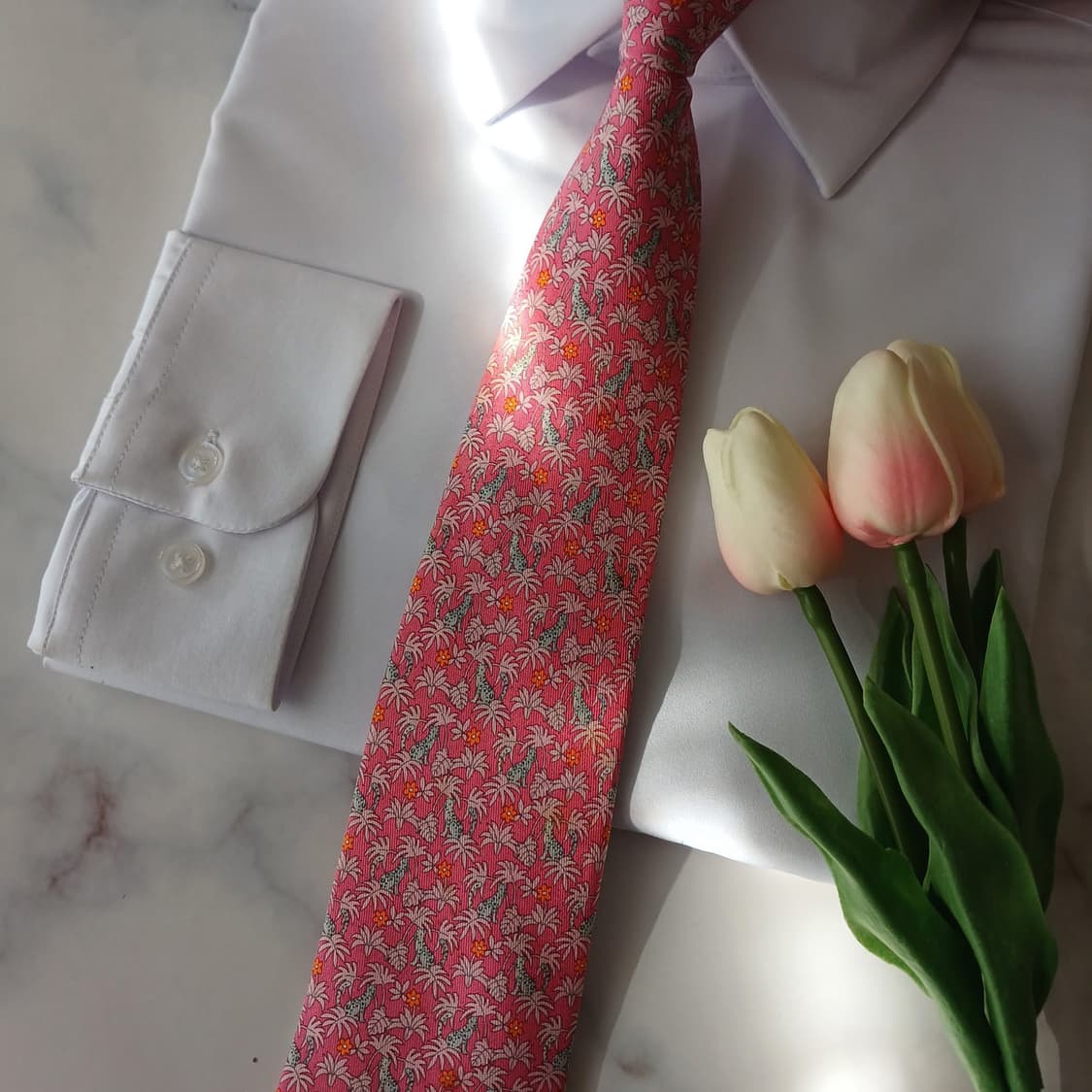 살바토레 페라가모 실크 핑크 넥타이 8.7cm A등급 A18856
 상품이미지4