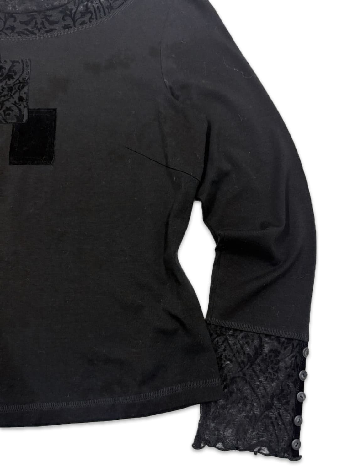 빈티지 블랙 레이스 레이어드 긴팔티 상품이미지3