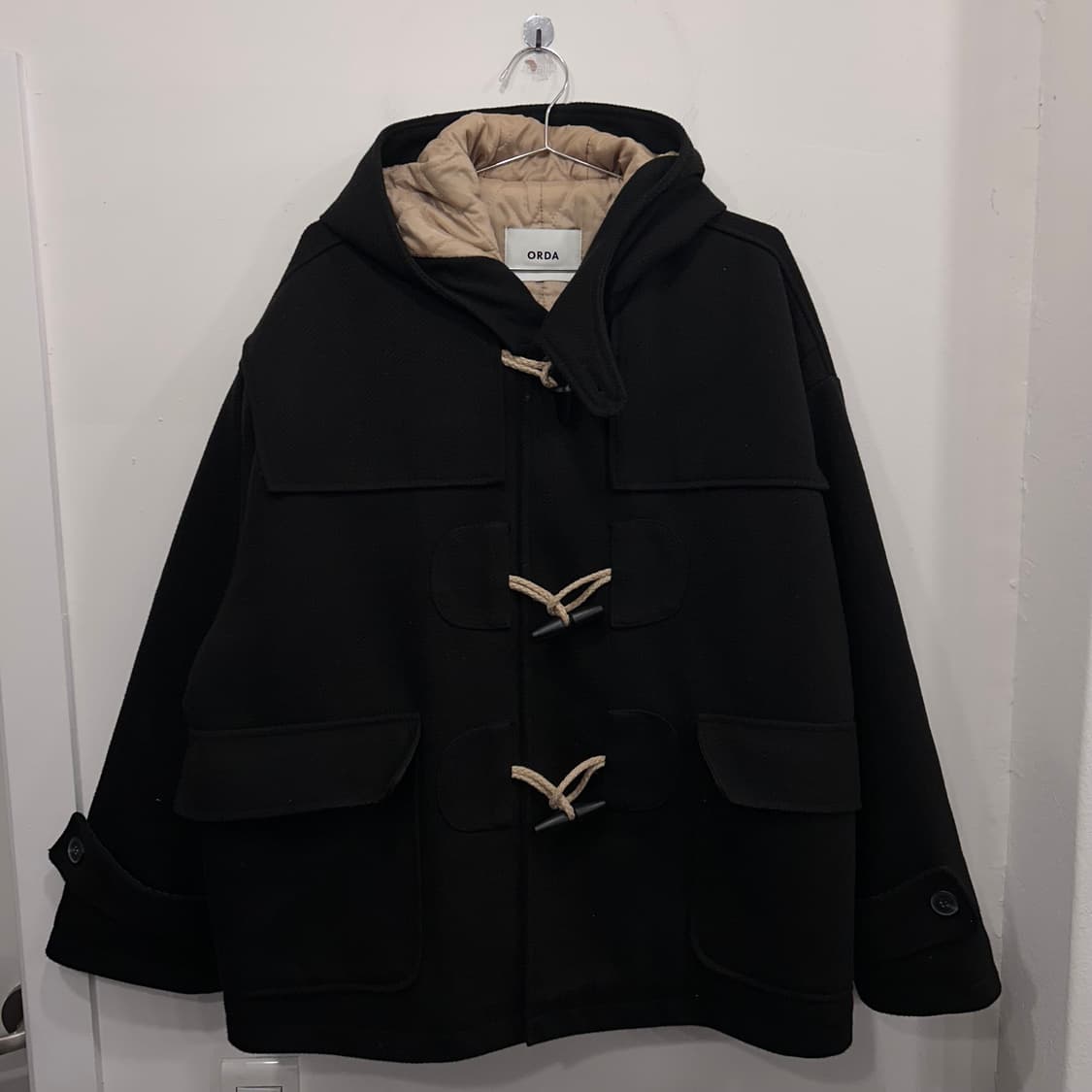 ORDA 이너퀼팅 누빔 울 후드 하프 더플코트 상품이미지2