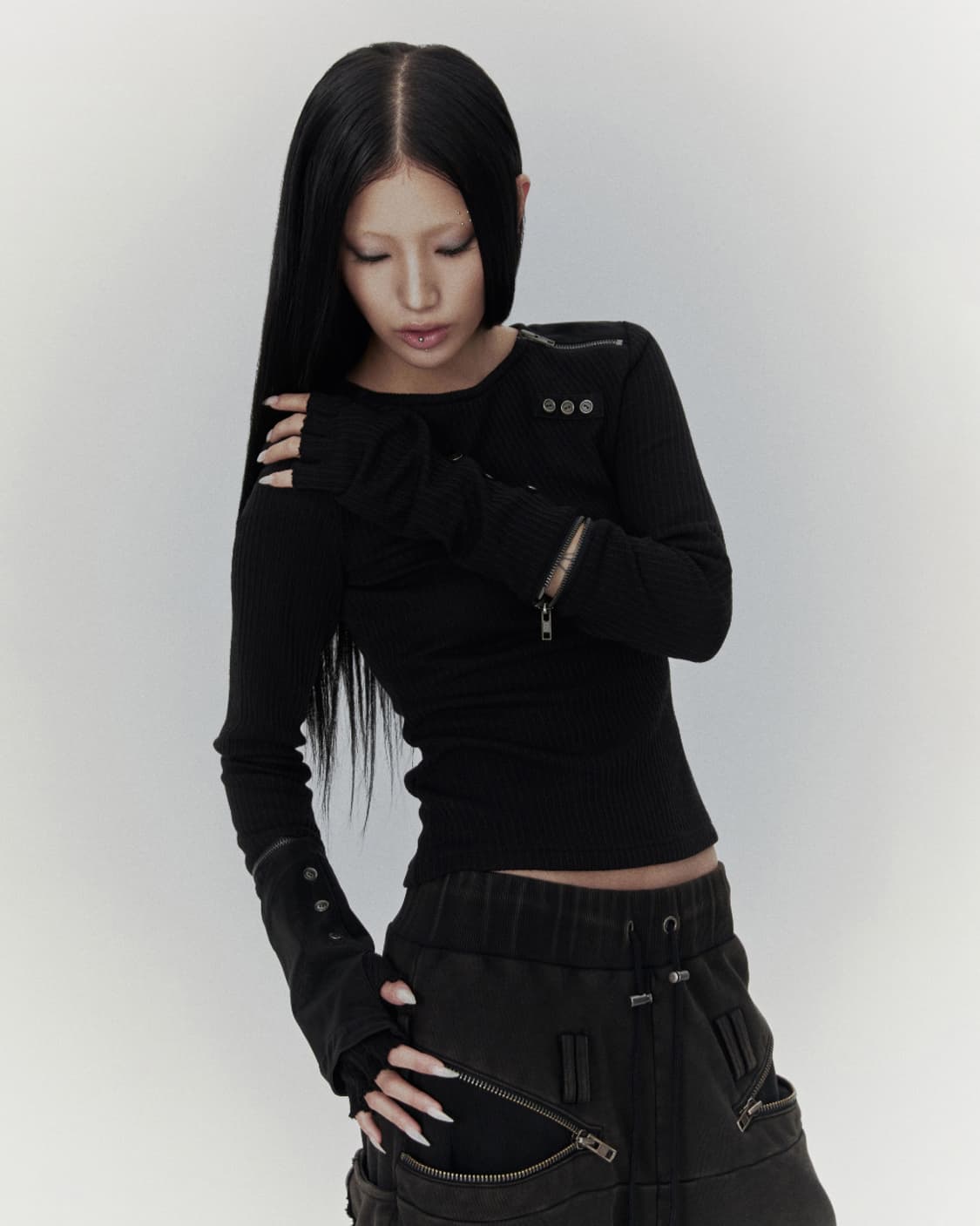 bonienkiye Detachable Zipper Leather Top 상품이미지2