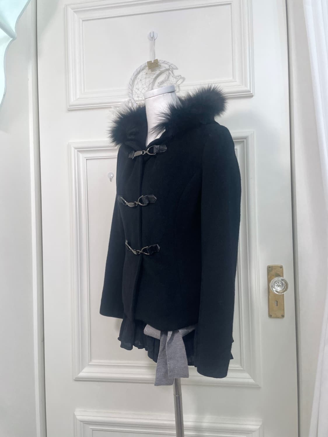 EF-DE black fur basic buckle angora wool 상품이미지3