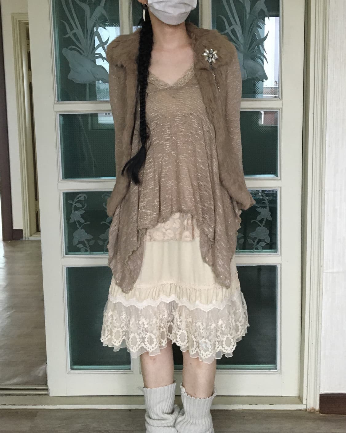 Corsage point rabbit fur vest 상품이미지6