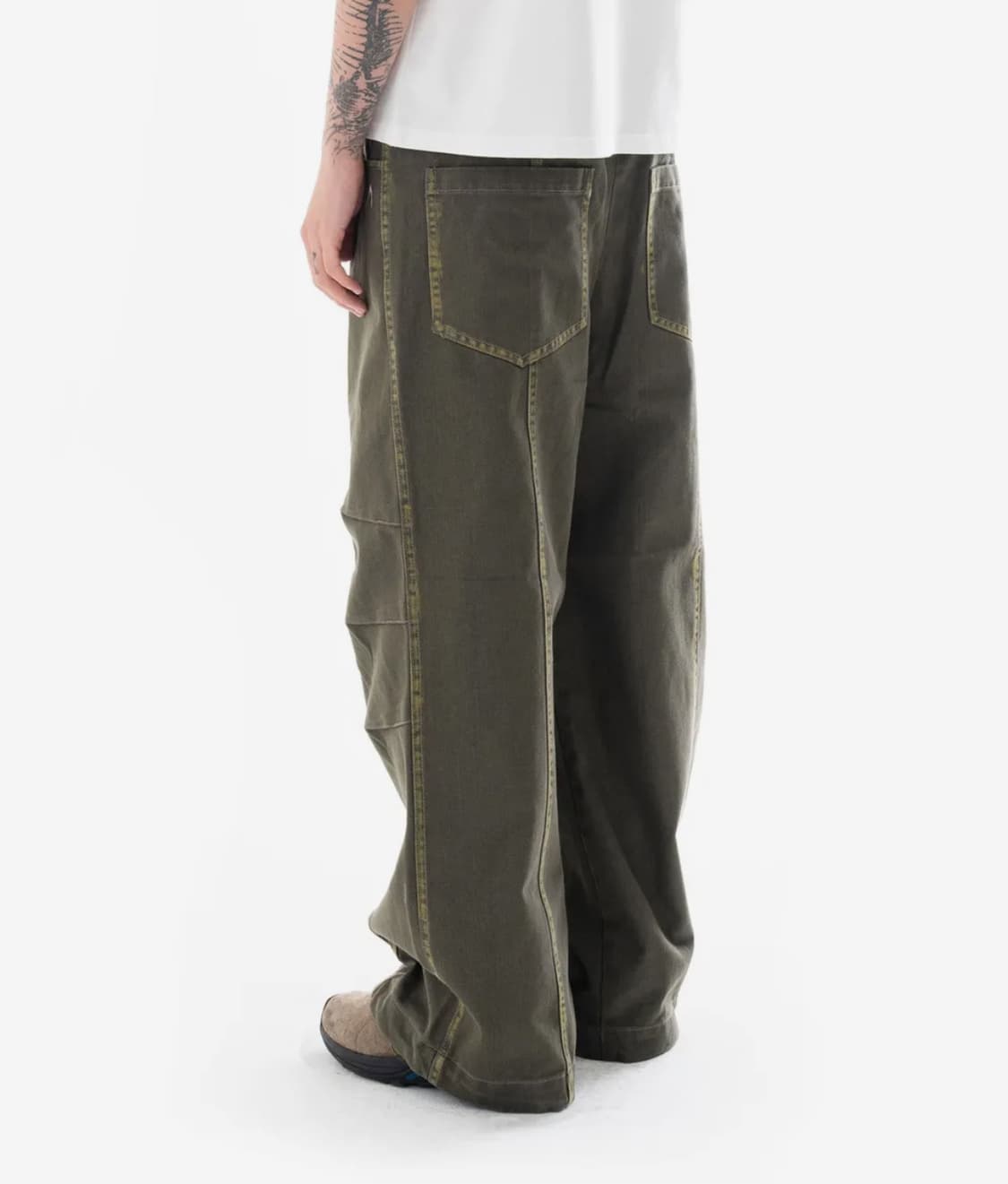 Aakam Washed Line Denim Pants (Khaki)아캄 상품이미지3