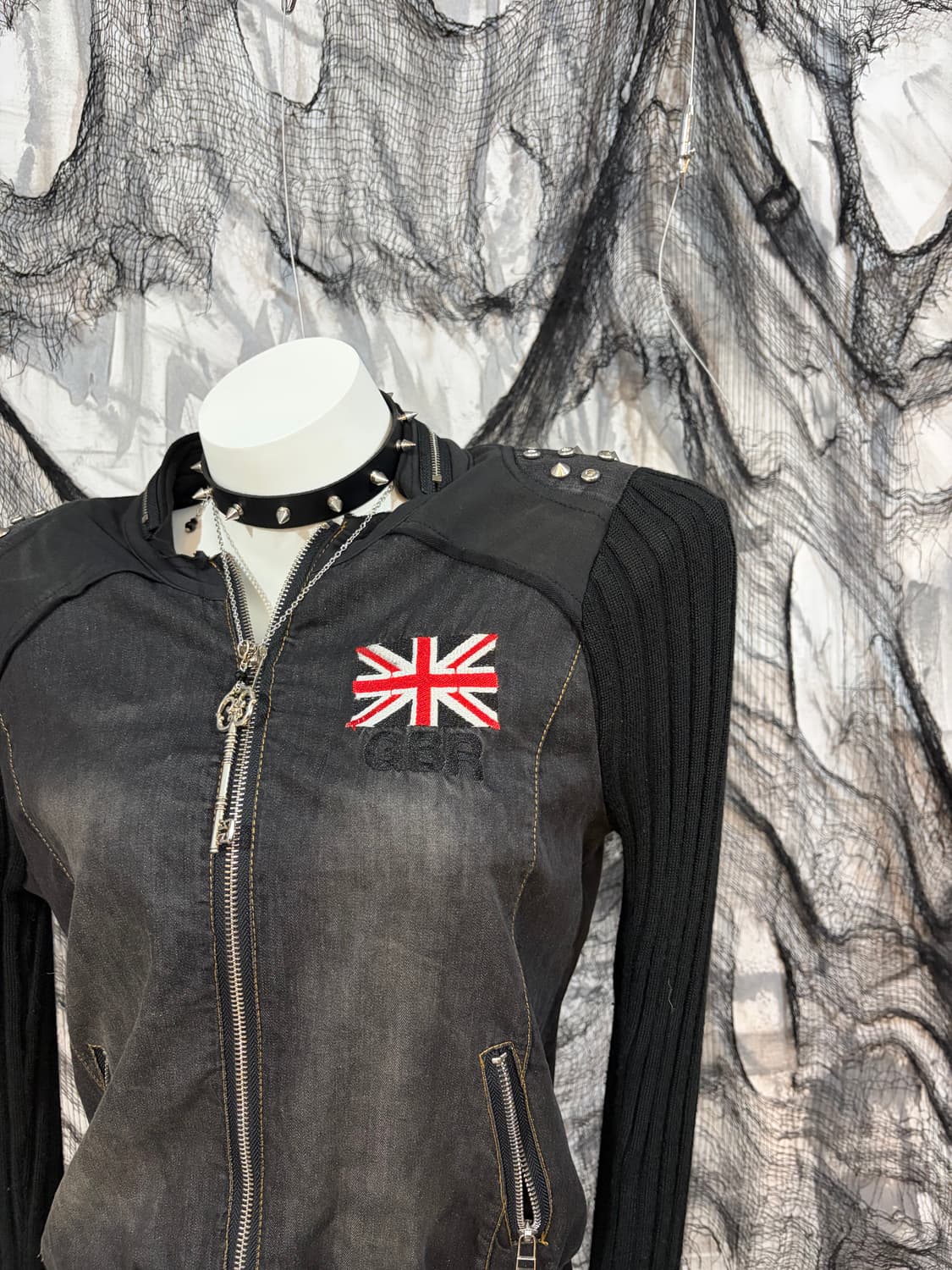 punk union jack studs knit jacket  상품이미지6