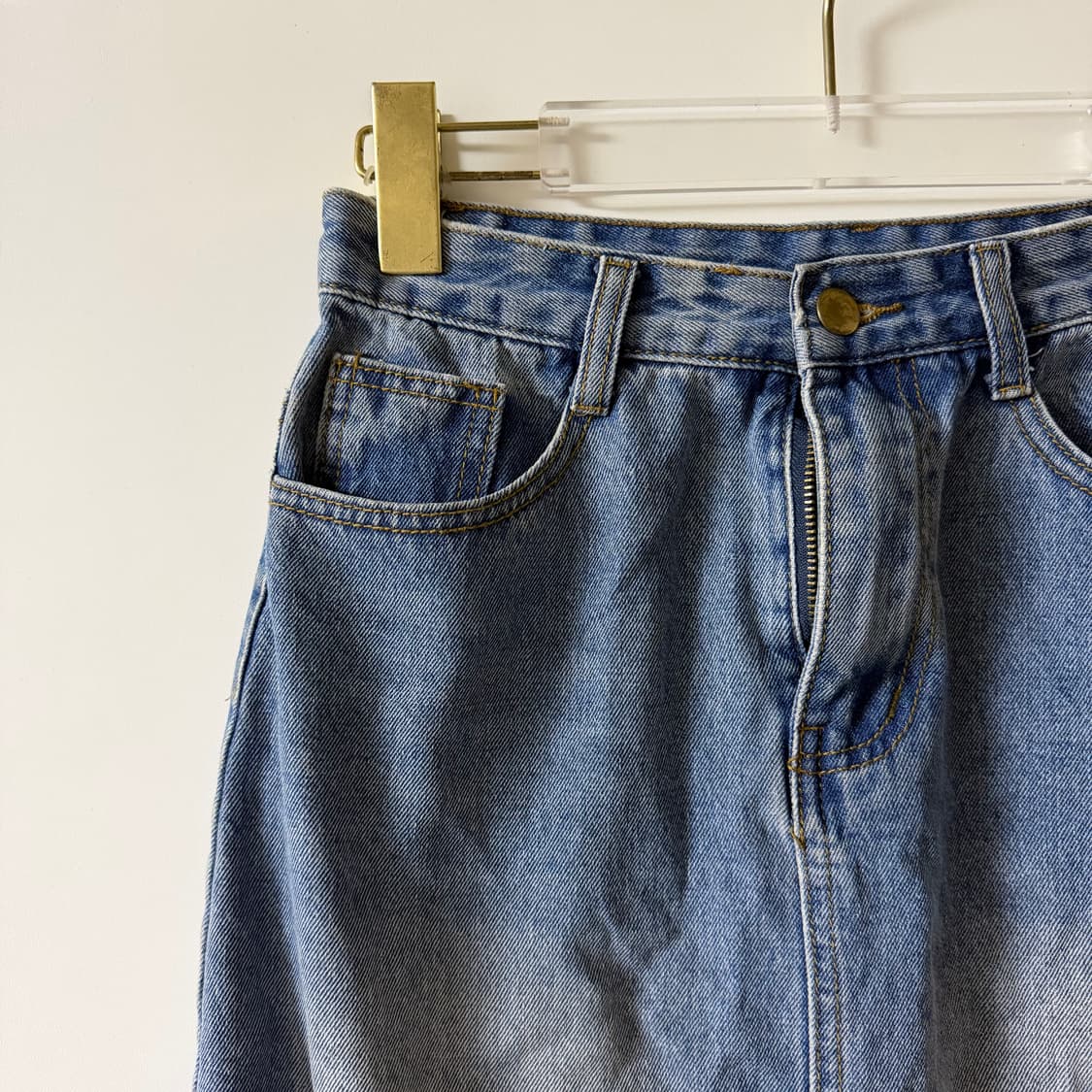 새상품 데님 미디 뒷트임 스커트 M 상품이미지2