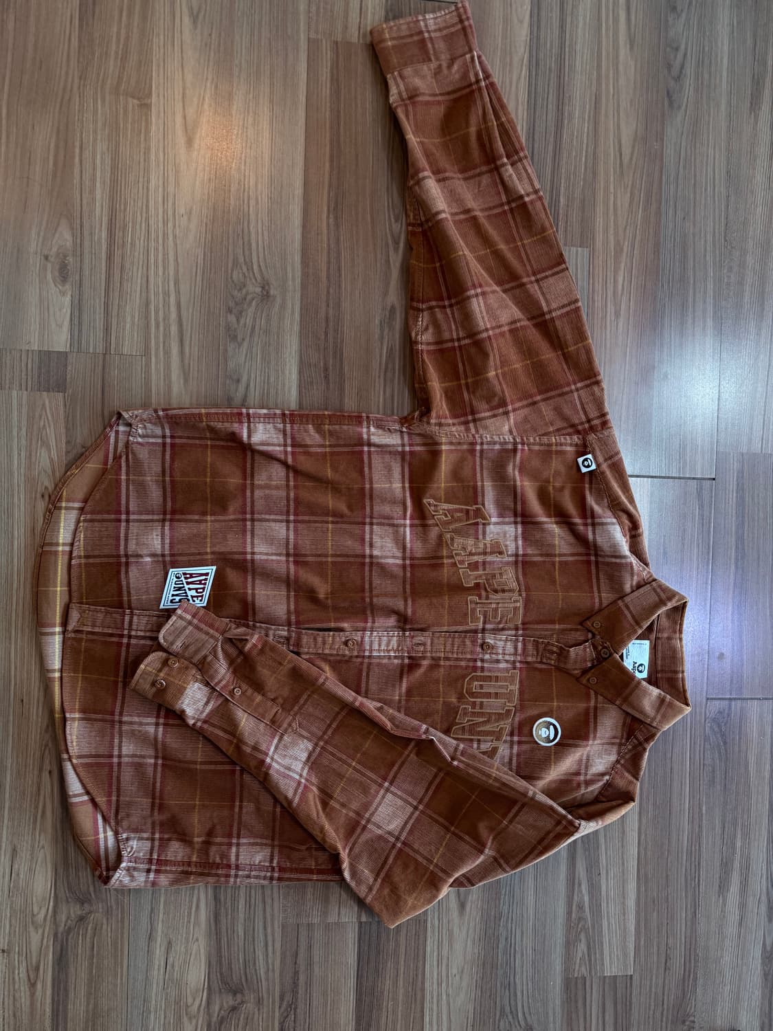 AAPE 브라운 체크 셔츠 L 상품이미지2