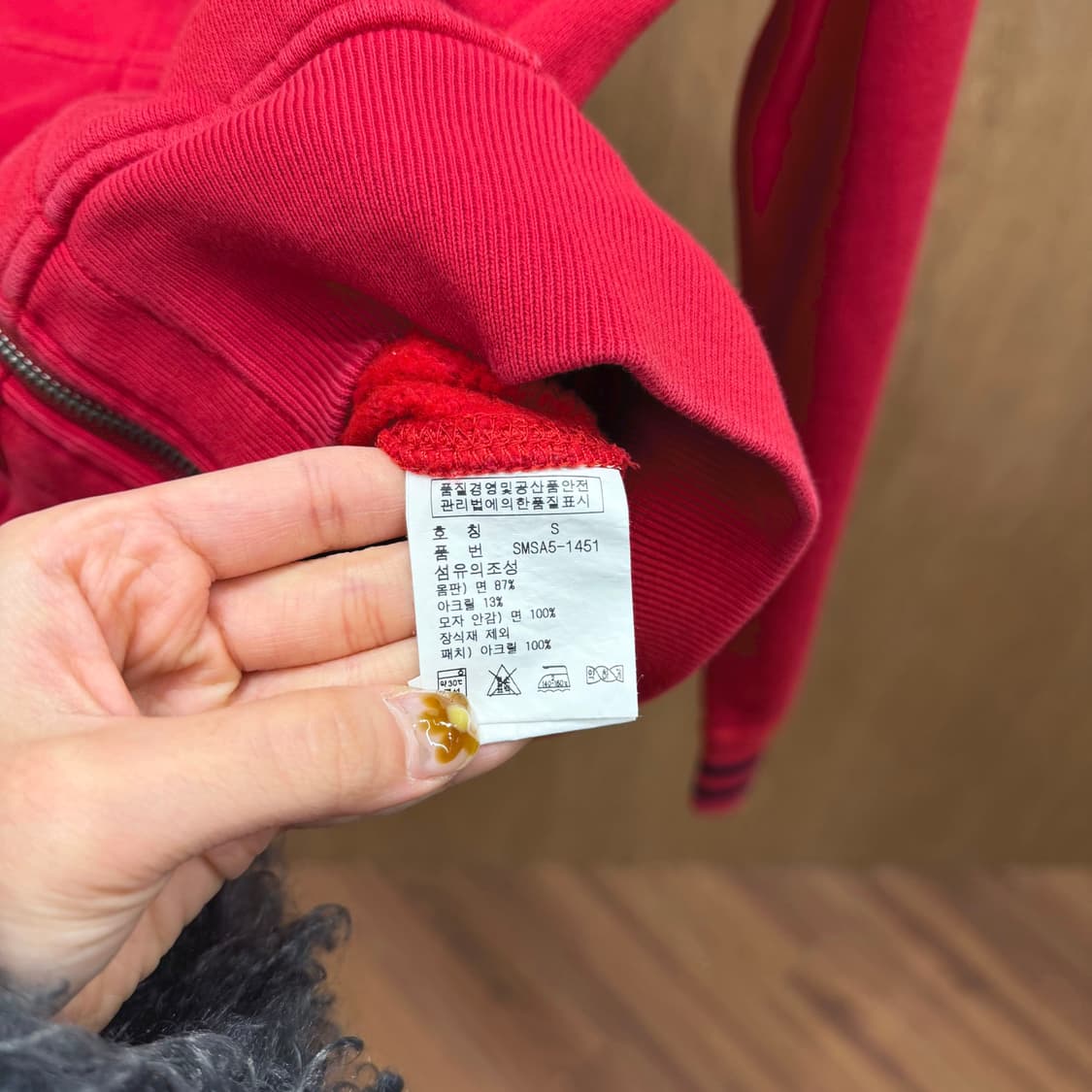 폴로 랄프 로렌 후드 집업 로고 패치 배색 후드 디테일 레귤러핏 레드 상품이미지8