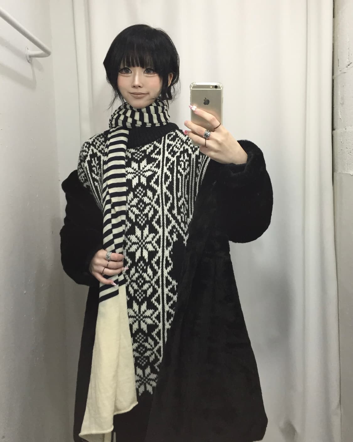 눈꽃 패턴 니트 코디 🩶 상품이미지2