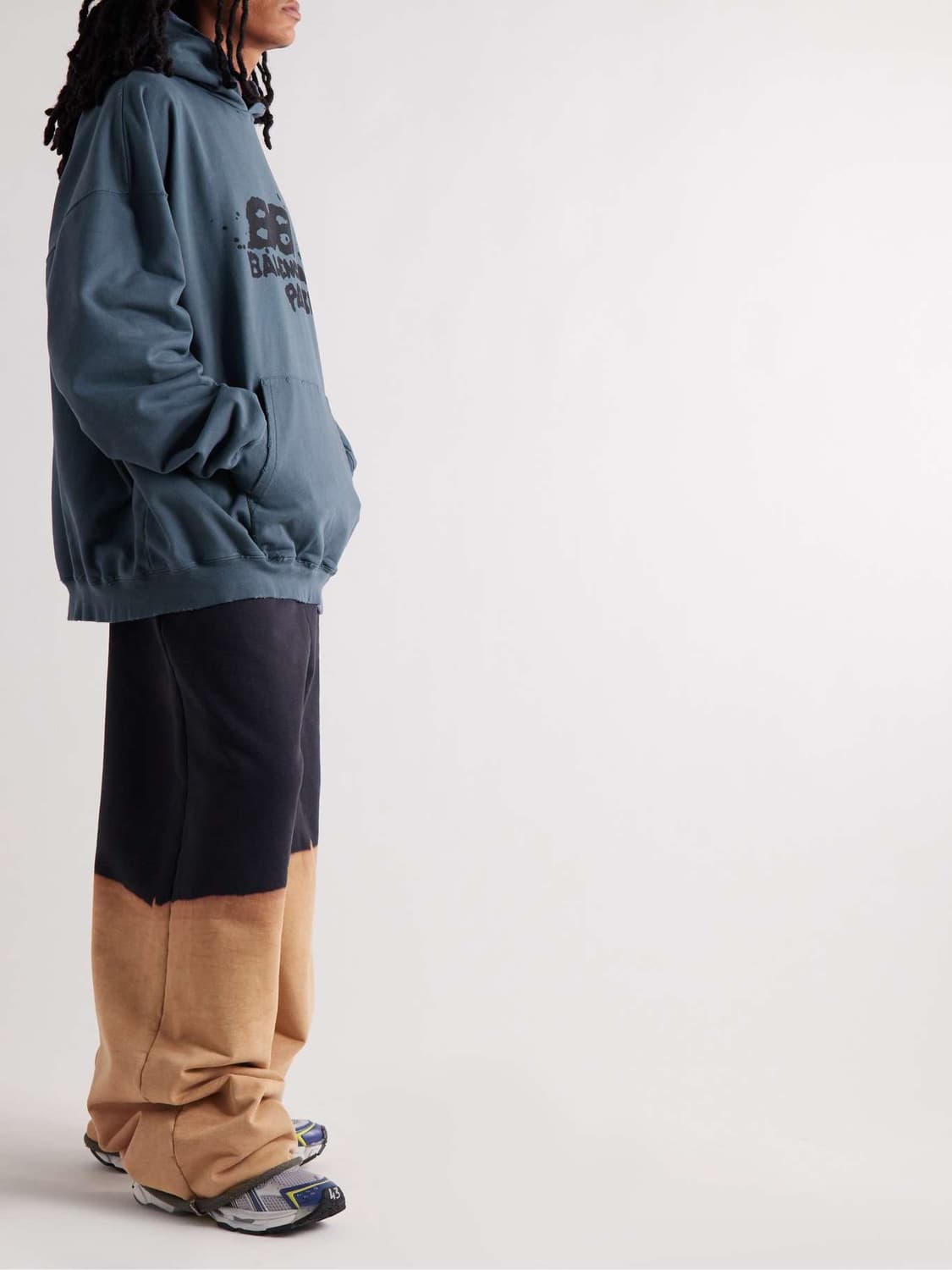 발렌시아가 핸드 드로운 BB 아이콘 라지핏 후드 블루 상품이미지5